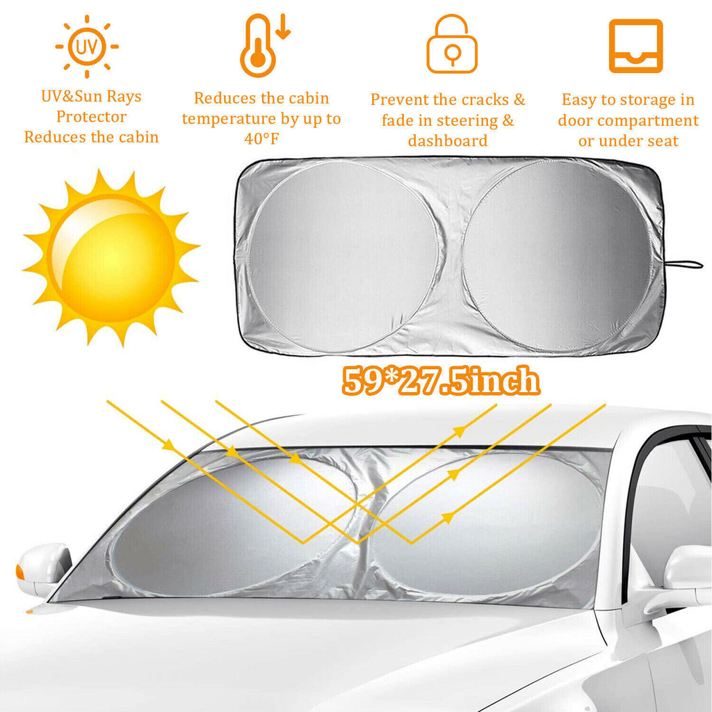 Foldable Car Front Rear Window Windshield Sun Shade Shield Cover Visor UV Block Shopifynow