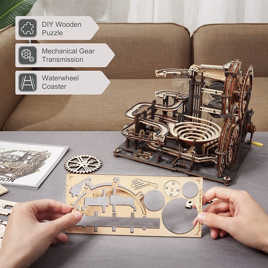 Robotime ROKR Marble Night City 3D Wooden Puzzle Games Assembly Waterwheel Model Toys For Children Kids Birthday Gift Shopifynow
