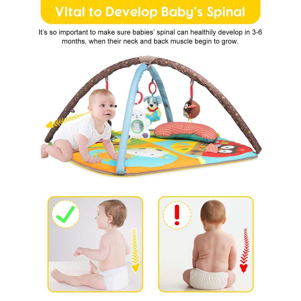 Keeygo Baby Play Mat Zoo Theme Sensory Infant Toys Keep Baby Occupied Toddler Activity Gym Develop Neck Strength Play Gym For Babies 0-6 Months Washable Baby Gyms  Playmats Shopifynow