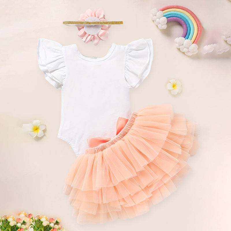 Newborn Baby Girl Outfits Infant Letter Print Romper Tutu Skirt Headband Coming Home Clothes Set Shopifynow