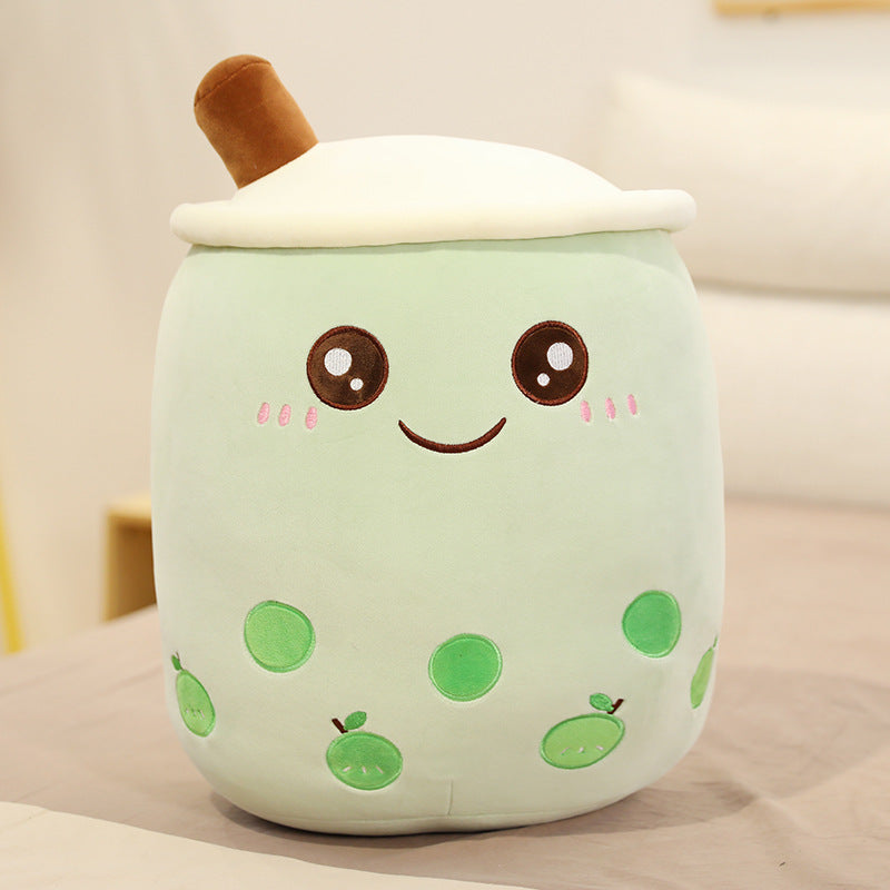 Cute Fruit Drink Plush Stuffed Soft Strawberry Milk Tea Plush Boba Tea Cup Toy Bubble Tea Pillow Cushion Kids Gift CJ