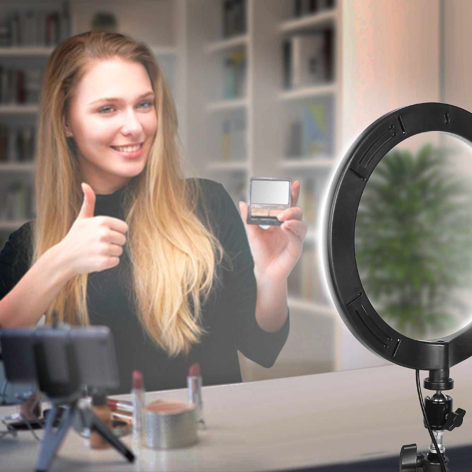 10in LED Selfie Ring Light Dimmable 120 LEDs Makeup Ring Lights With Adjustable Tripod Stand Cell Phone Holder USB Powered For YouTube Video Live Stream Makeup Photography