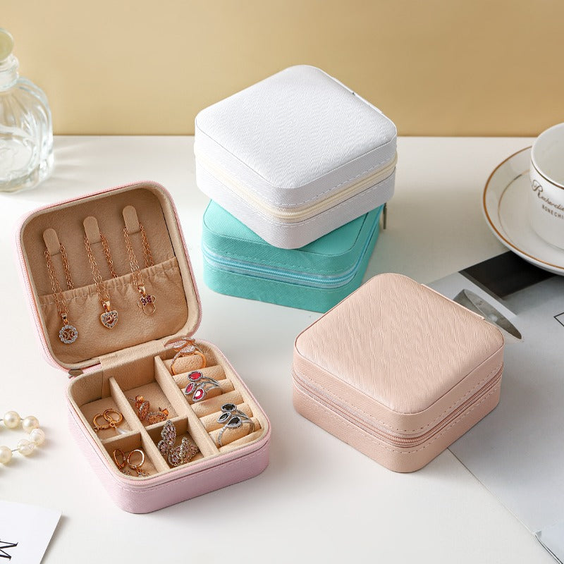 Small Square Ring, Earring, And Necklace Organizer Box - Pink Shopifynow
