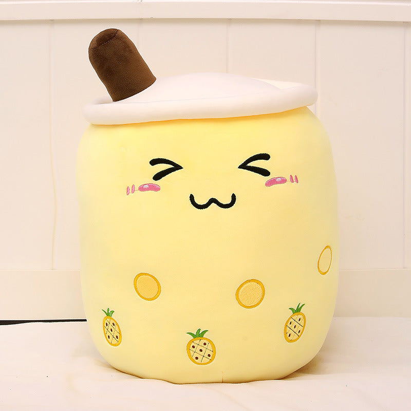 Cute Fruit Drink Plush Stuffed Soft Strawberry Milk Tea Plush Boba Tea Cup Toy Bubble Tea Pillow Cushion Kids Gift CJ