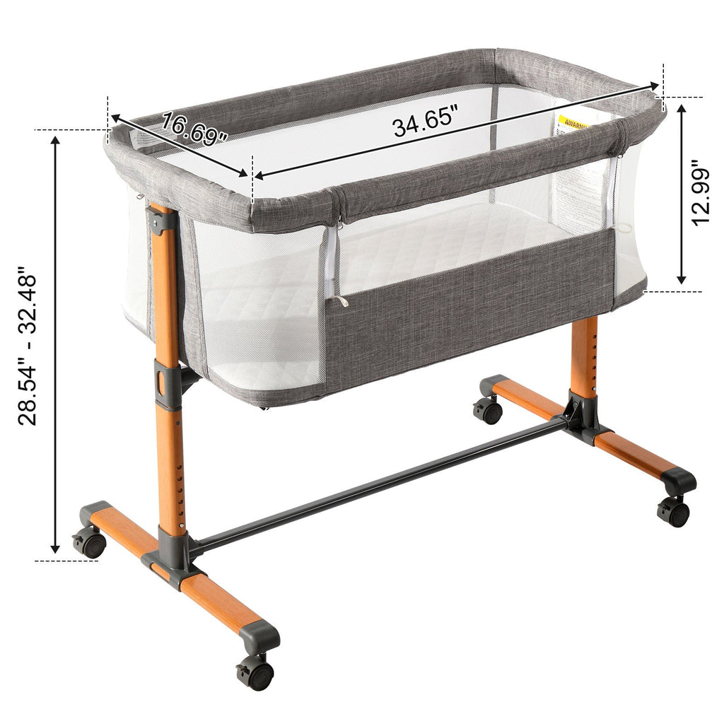 150D Encrypted Cationic Cloth , Grey, Bassinet Bed For Babies Shopifynow