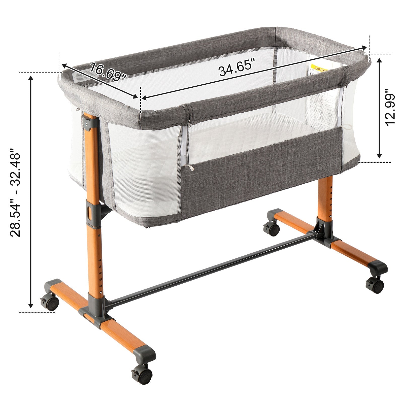 150D Encrypted Cationic Cloth , Grey, Bassinet Bed For Babies Shopifynow