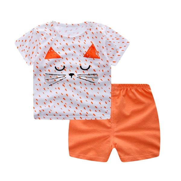 Cartoon Clothing Baby Boy Summer Clothes T-shirt Baby Girl Casual Clothing Sets CJ