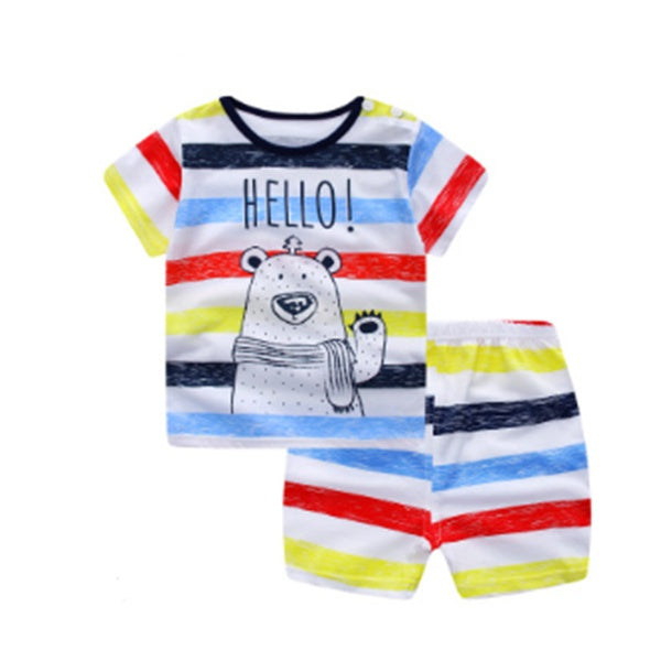 Cartoon Clothing Baby Boy Summer Clothes T-shirt Baby Girl Casual Clothing Sets CJ