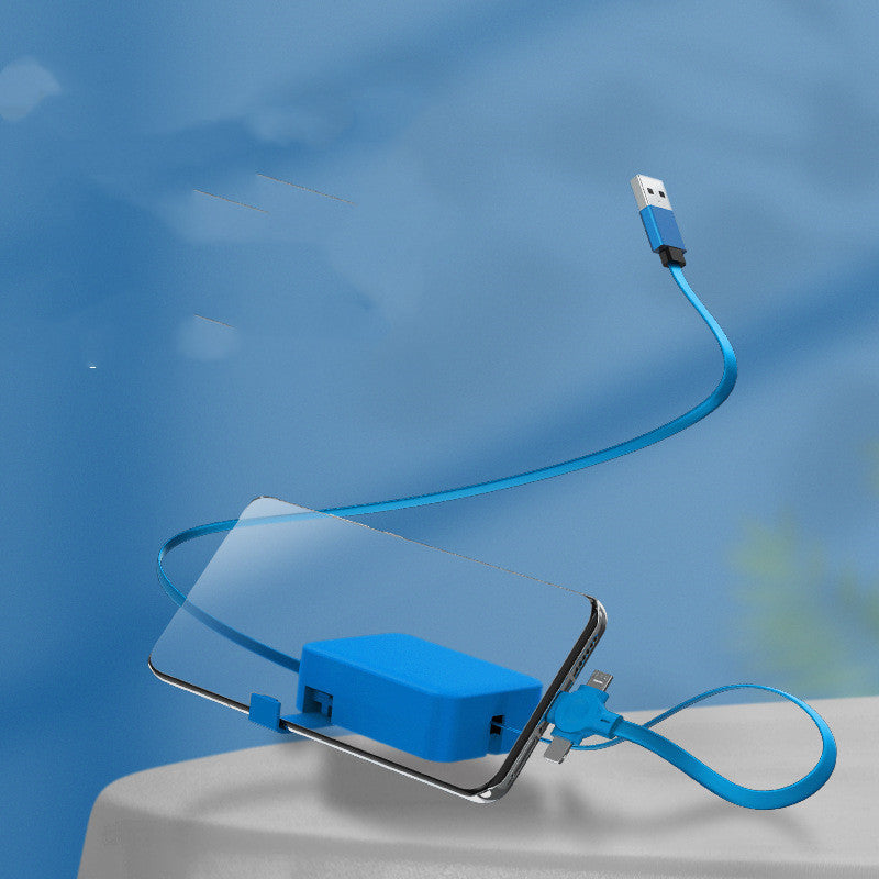 4 In 1 Retractable USB Cable Creative Macaron Type C Micro Cable For I Phone With Phone Stand Charging Data Cable Line Storage Box Shopifynow