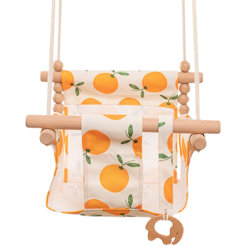 Cotton Canvas Baby Swing Chair Hanging Swing Indoor Outdoor Safety Baby Children's Toy Wooden Seat With Cushion Baby Room Decor CJ