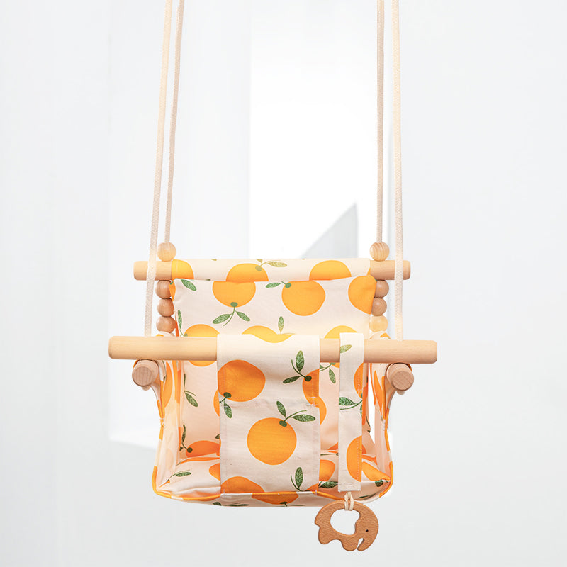 Cotton Canvas Baby Swing Chair Hanging Swing Indoor Outdoor Safety Baby Children's Toy Wooden Seat With Cushion Baby Room Decor CJ