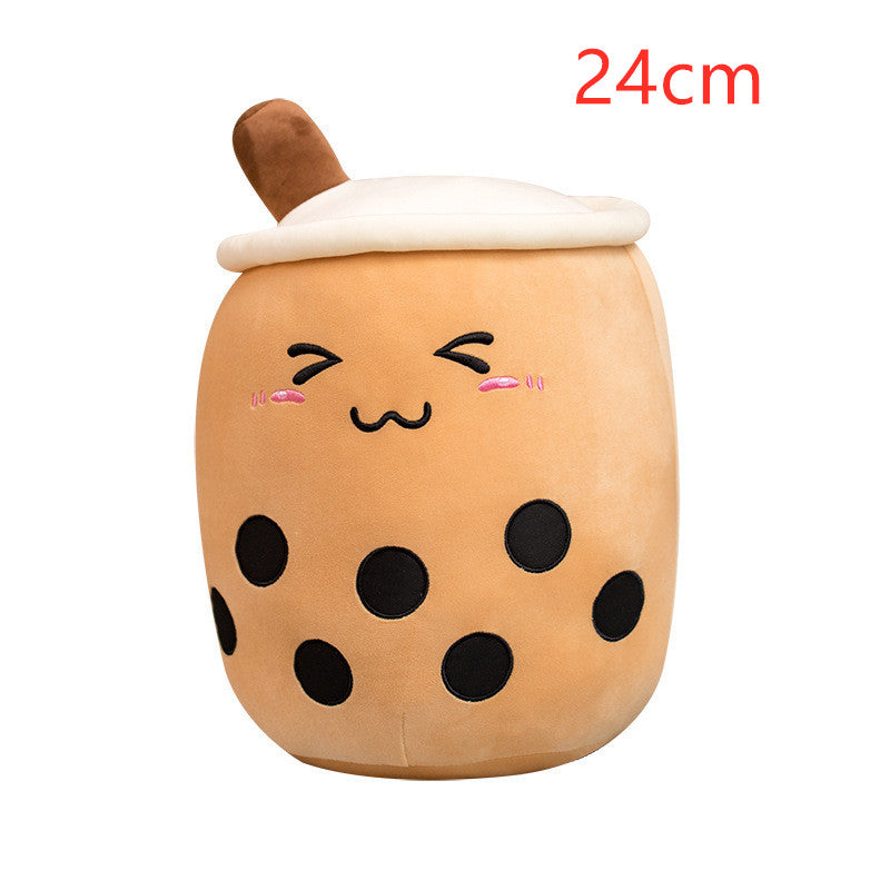 Cute Fruit Drink Plush Stuffed Soft Strawberry Milk Tea Plush Boba Tea Cup Toy Bubble Tea Pillow Cushion Kids Gift CJ