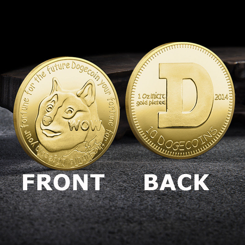 WOW Dogecoin To The Moon In Doge We Trust Gold Plated Commemorative Coins Cute Dog Pattern Printed Cllection Gifts Shopifynow