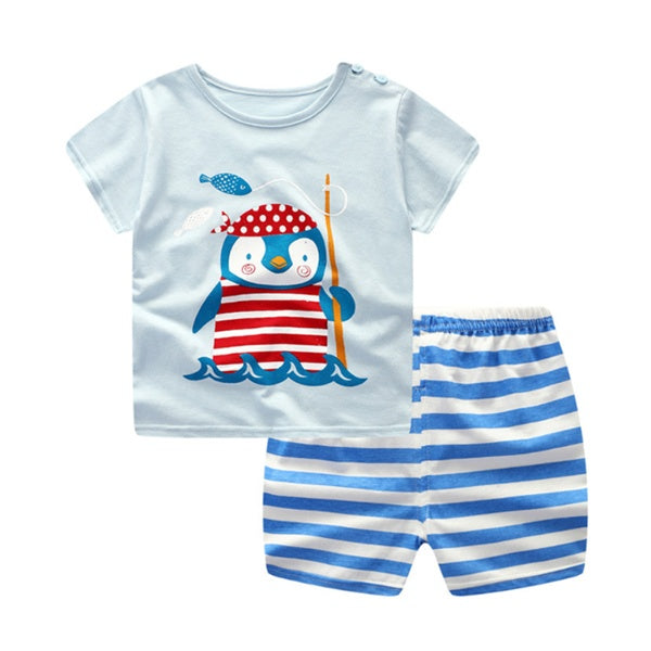 Cartoon Clothing Baby Boy Summer Clothes T-shirt Baby Girl Casual Clothing Sets CJ