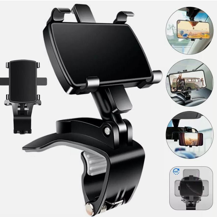 Universal Car Phone Holder Foldable Dashboard Adjustable Spring Clip Cell Phone Bracket 360 Degree Rotating Smartphone Stands Shopifynow