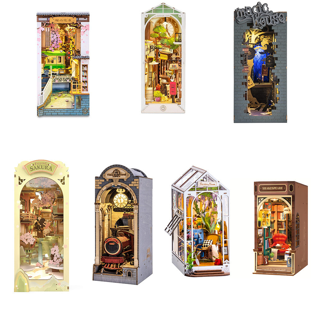 Robotime Rolife Book Nooks Series Stories In Books 4 Kinds DIY Wooden Miniature House Furniture Sakura Densya TGB01 Dropshipping Shopifynow