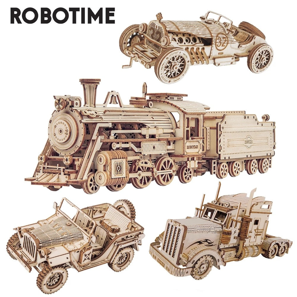 Robotime ROKR Train Model 3D Wooden Puzzle Toy Assembly Locomotive Model Building Kits for Children Kids Birthday Christmas Gift Shopifynow