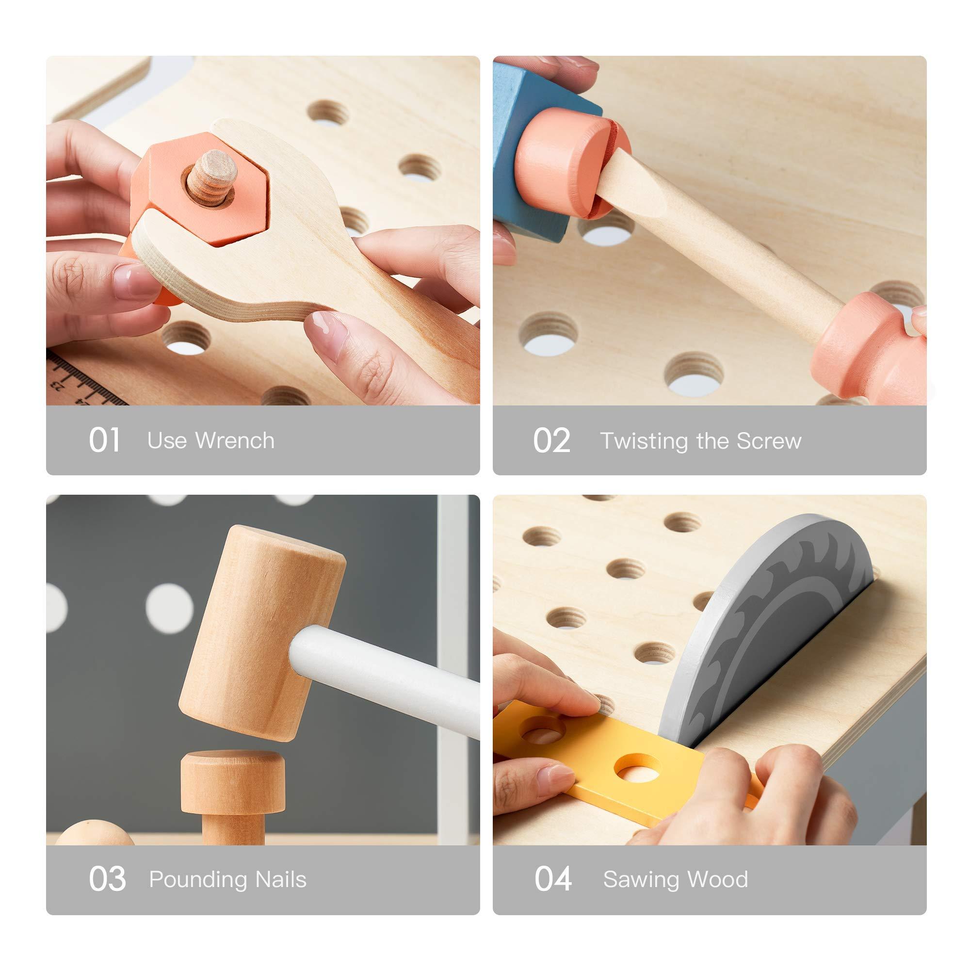 ROBOTIME Wooden Tool Bench For Kids Toy Play Workbench Workshop With Tools Set Shopifynow