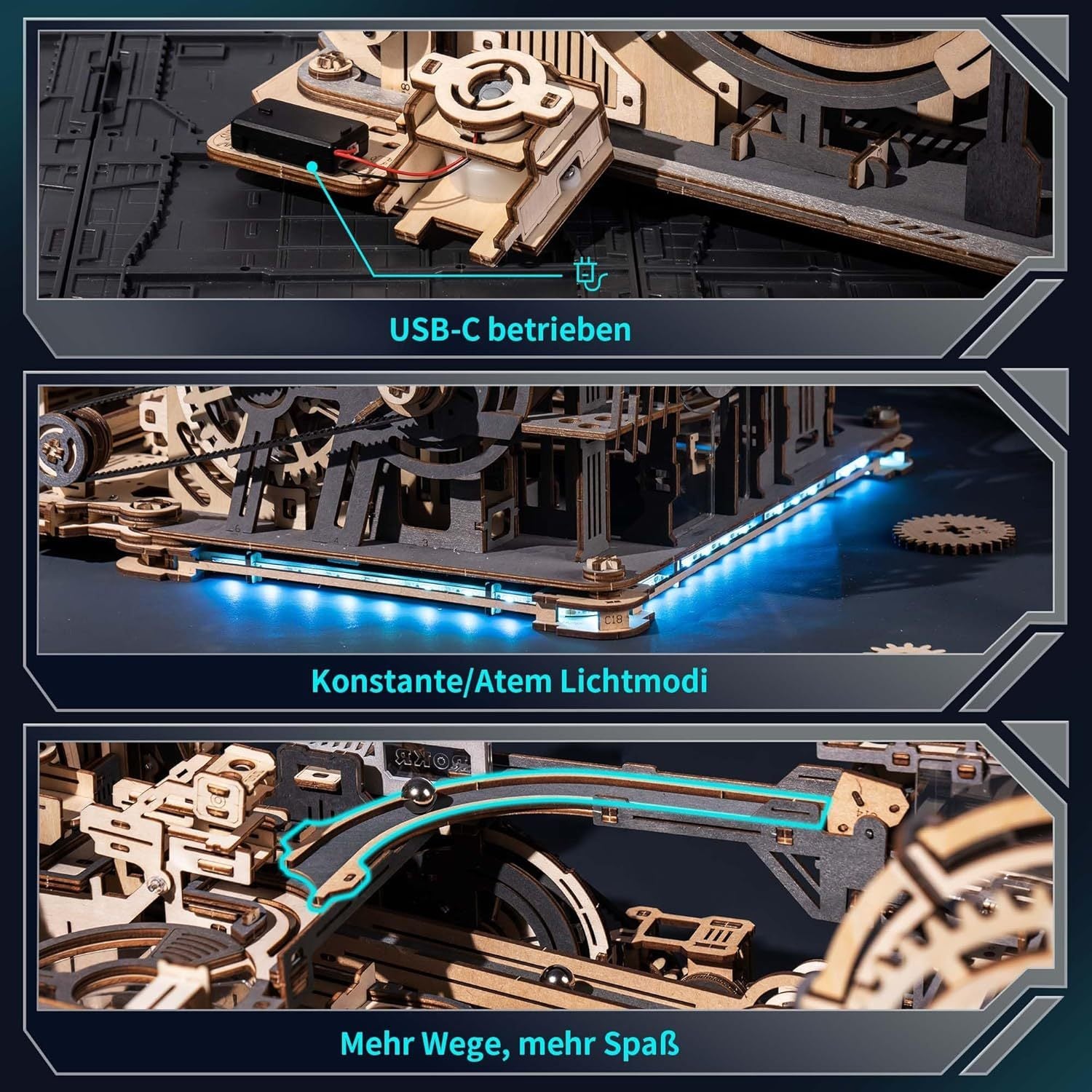 ROBOTIME Marble Run Link Pack For Marble Night City LGA01 & Marble Spaceport LGC01, 3D Wooden Puzzles Adults Model Kits To Build Gifts For Boys LG01 Shopifynow