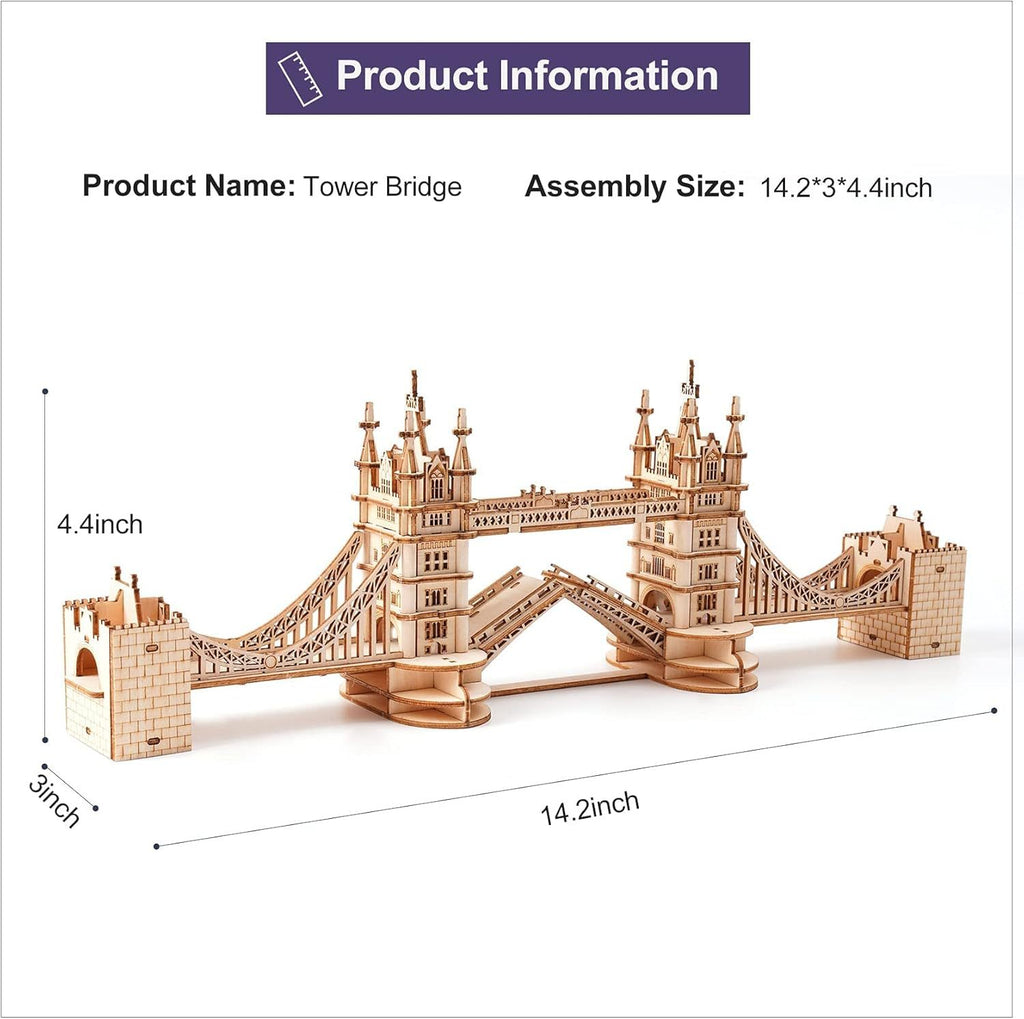ROBOTIME 3D Wooden Puzzle London Tower Bridge Model Kit For Adults Xmas Gifts TG412 Shopifynow