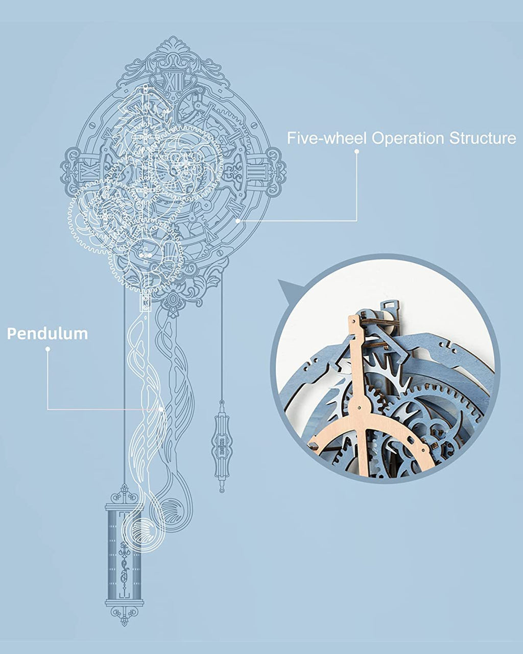 Robotime ROKR 3D Wooden Puzzle Time Art Romantic Notes Wall Clock Model Toys For Children Kids - LC701 Shopifynow