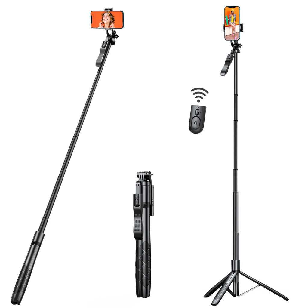 61 Selfie Stick Tripod, All In One Extendable Phone Tripod Stand With Wireless Remote  Rotation For IPhone And Android Phone Selfies, Video Recording, Vlogging, Live Streaming, Aluminum, Black Shopifynow