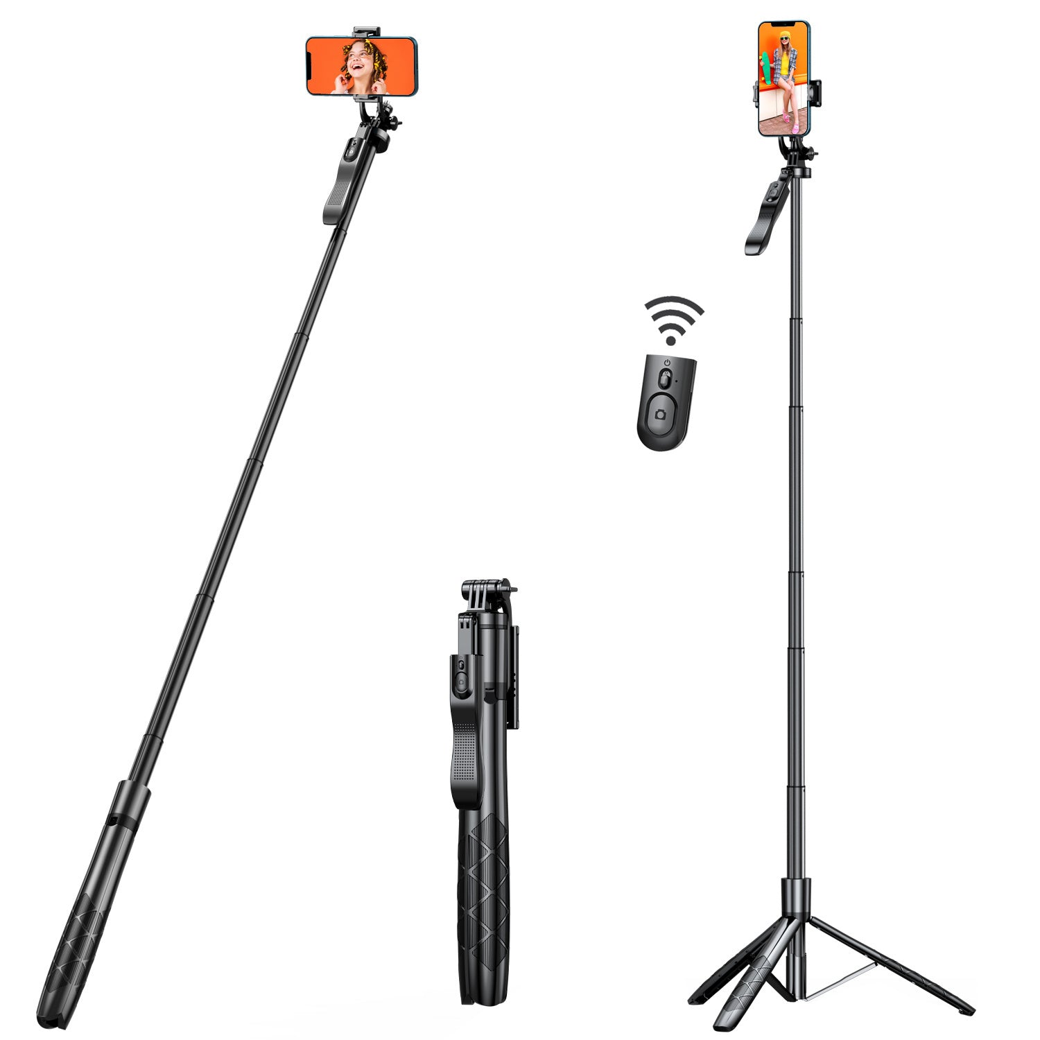 61 Selfie Stick Tripod, All In One Extendable Phone Tripod Stand With Wireless Remote  Rotation For IPhone And Android Phone Selfies, Video Recording, Vlogging, Live Streaming, Aluminum, Black Shopifynow