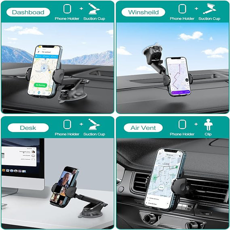 Phone Mount For Car, 4 In 1 Universal Car Phone Holder Mount For Dashboard Air Vent, Super Suction Shopifynow