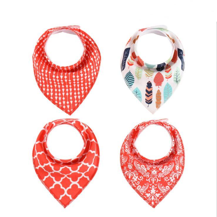 4pcs Lot Bibs Burp Cloth Print Arrow Wave Triangle Baby Bibs Cotton Bandana Accessories Shopifynow