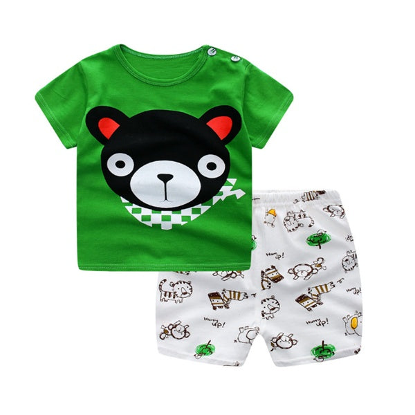 Cartoon Clothing Baby Boy Summer Clothes T-shirt Baby Girl Casual Clothing Sets CJ