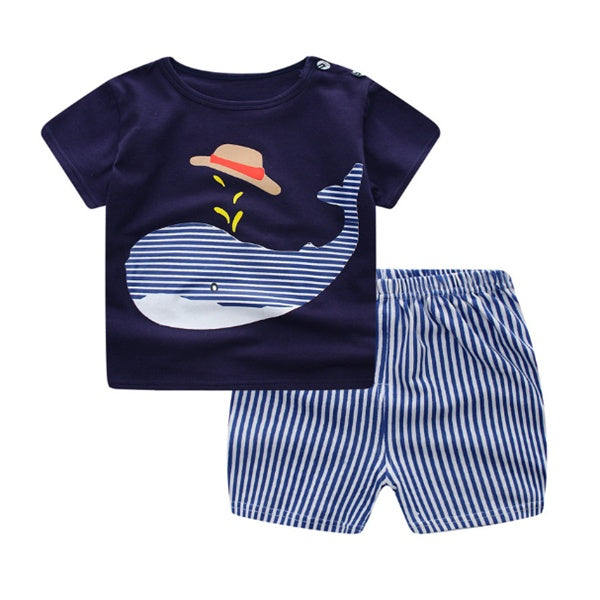 Cartoon Clothing Baby Boy Summer Clothes T-shirt Baby Girl Casual Clothing Sets CJ