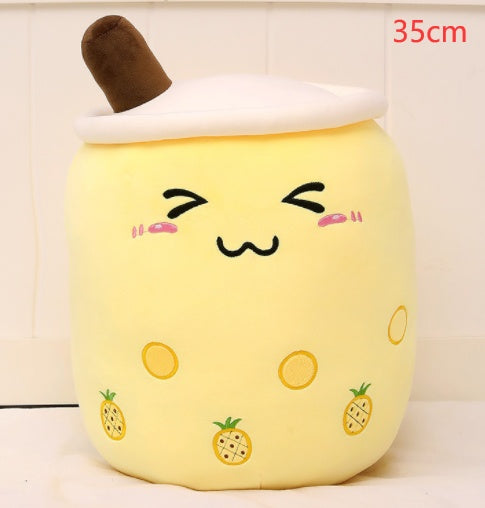 Cute Fruit Drink Plush Stuffed Soft Strawberry Milk Tea Plush Boba Tea Cup Toy Bubble Tea Pillow Cushion Kids Gift CJ