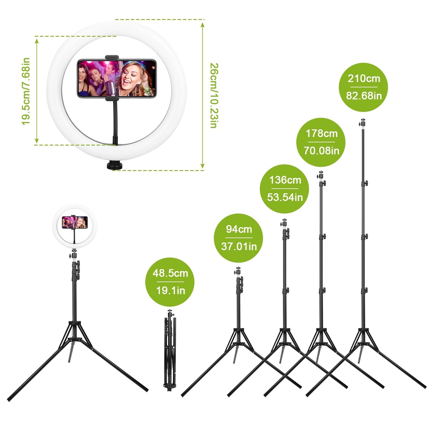 10in LED Selfie Ring Light Dimmable 120 LEDs Makeup Ring Lights With Adjustable Tripod Stand Cell Phone Holder USB Powered For YouTube Video Live Stream Makeup Photography