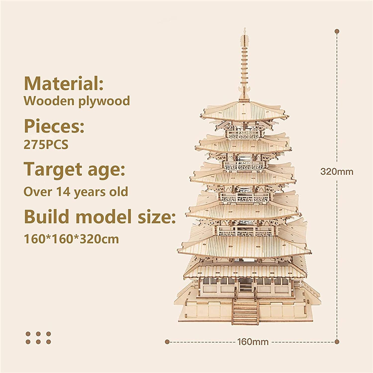 Robotime Five-storied Pagoda 3D Wooden Puzzle Toys For Children Kids Birthday Gift TGN02 Shopifynow