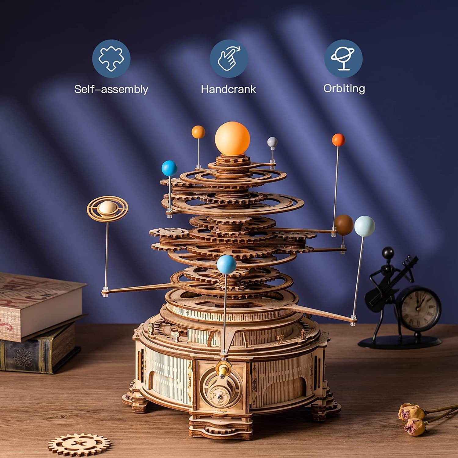 Robotime ROKR 316PCS Rotatable Mechanical Orrery 3D Wooden Puzzle Games Assemble Model Building Kits Toys Gift For Children Boys Shopifynow