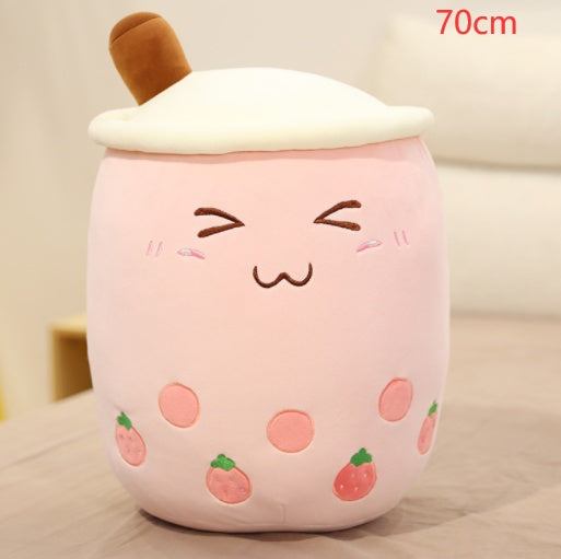 Cute Fruit Drink Plush Stuffed Soft Strawberry Milk Tea Plush Boba Tea Cup Toy Bubble Tea Pillow Cushion Kids Gift CJ