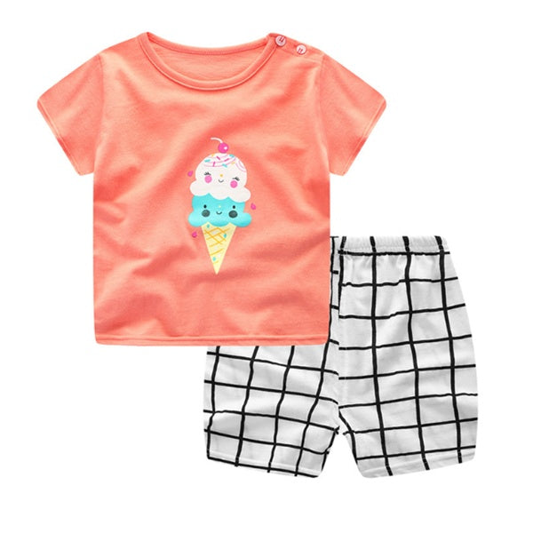 Cartoon Clothing Baby Boy Summer Clothes T-shirt Baby Girl Casual Clothing Sets CJ