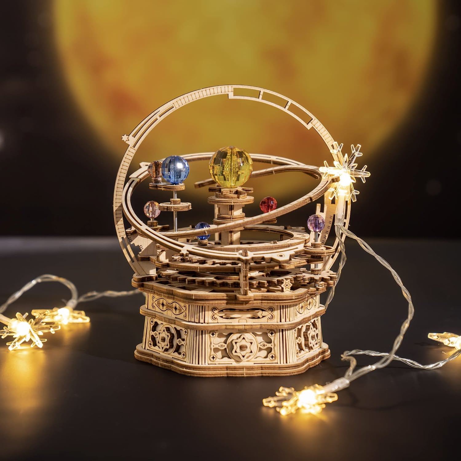 ROKR Rotating Starry Night Mechanical Music Box 3D Wooden Puzzle Assembly Model Building Kits Toys For Children Kids - AMK51 Shopifynow
