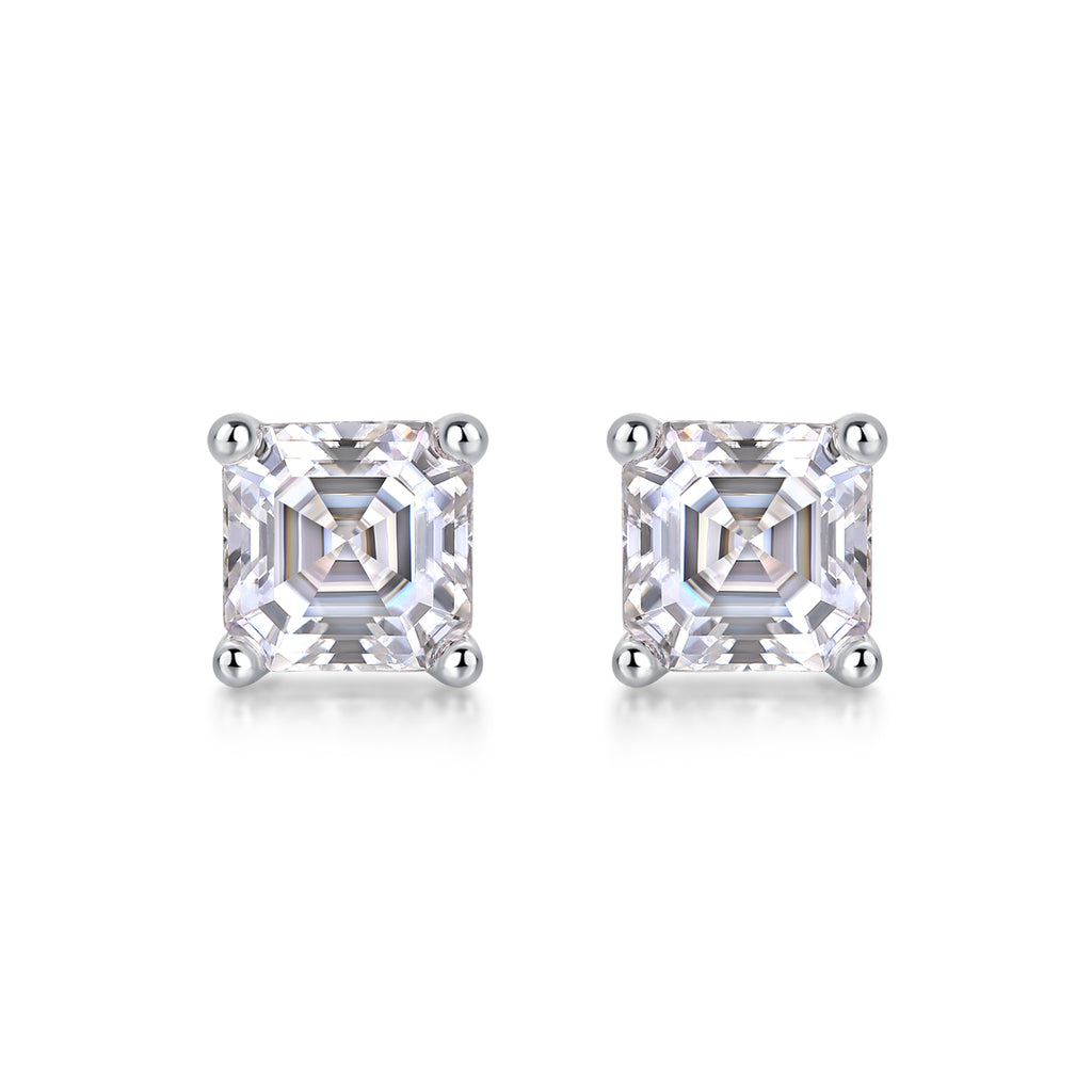 Unrestrained - A Fashionable And Luxurious Diamond Jewelry Piece Set With Square Moissanite S925 Sterling Silver And Platinum-plated Pendant Shopifynow