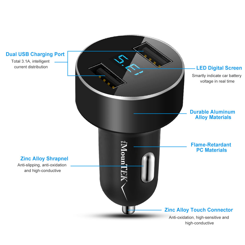 Universal 15W-3.1A Dual USB Car Charger Adapter Aluminum Alloy Fast Car Charging Adapter For IOS Phone XR XS Tablet PC Shopifynow