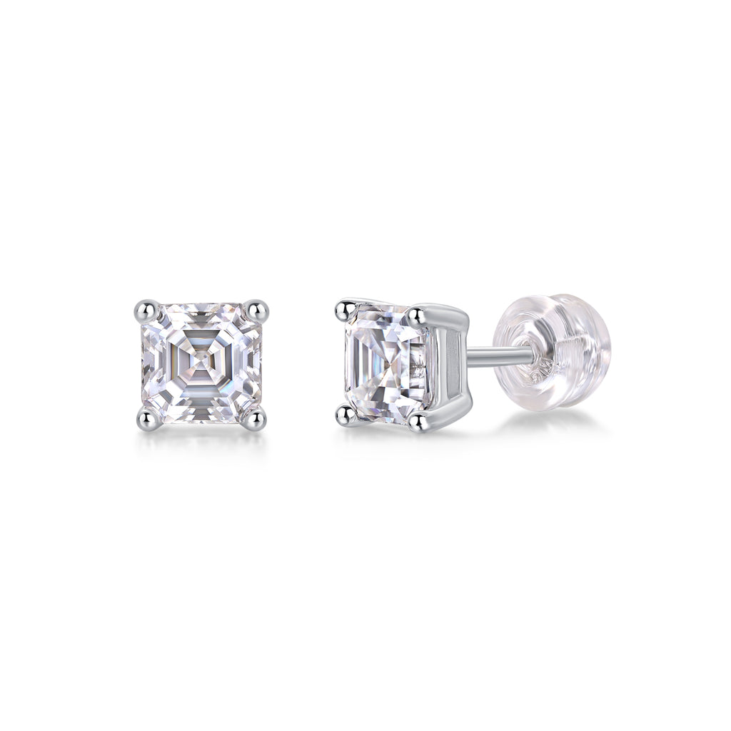 Unrestrained - A Fashionable And Luxurious Diamond Jewelry Piece Set With Square Moissanite S925 Sterling Silver And Platinum-plated Pendant Shopifynow