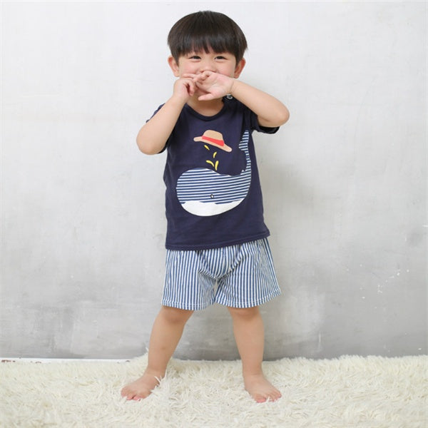 Cartoon Clothing Baby Boy Summer Clothes T-shirt Baby Girl Casual Clothing Sets CJ