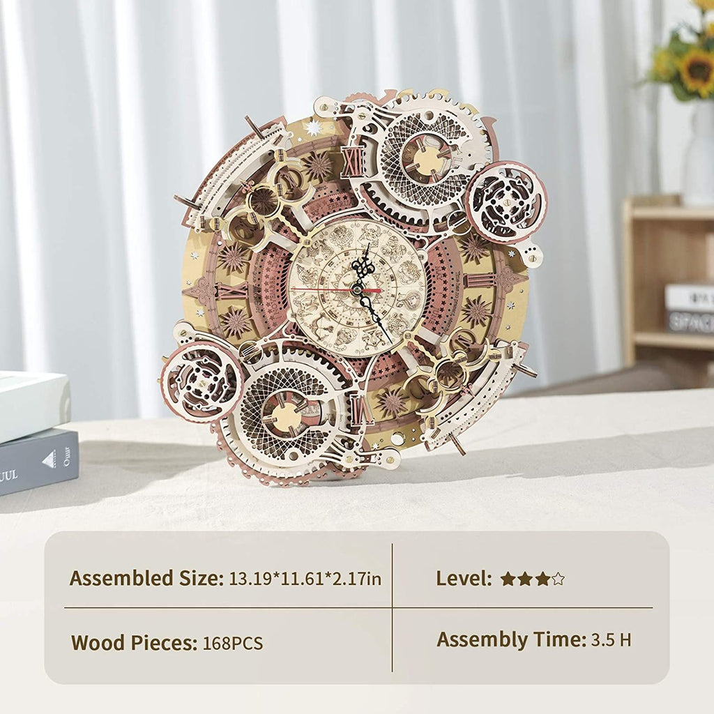Robotime ROKR Time Art Zodiac Wall Clock 3D Wooden Puzzle Games Model Building Kits Toys For Children Kids Shopifynow