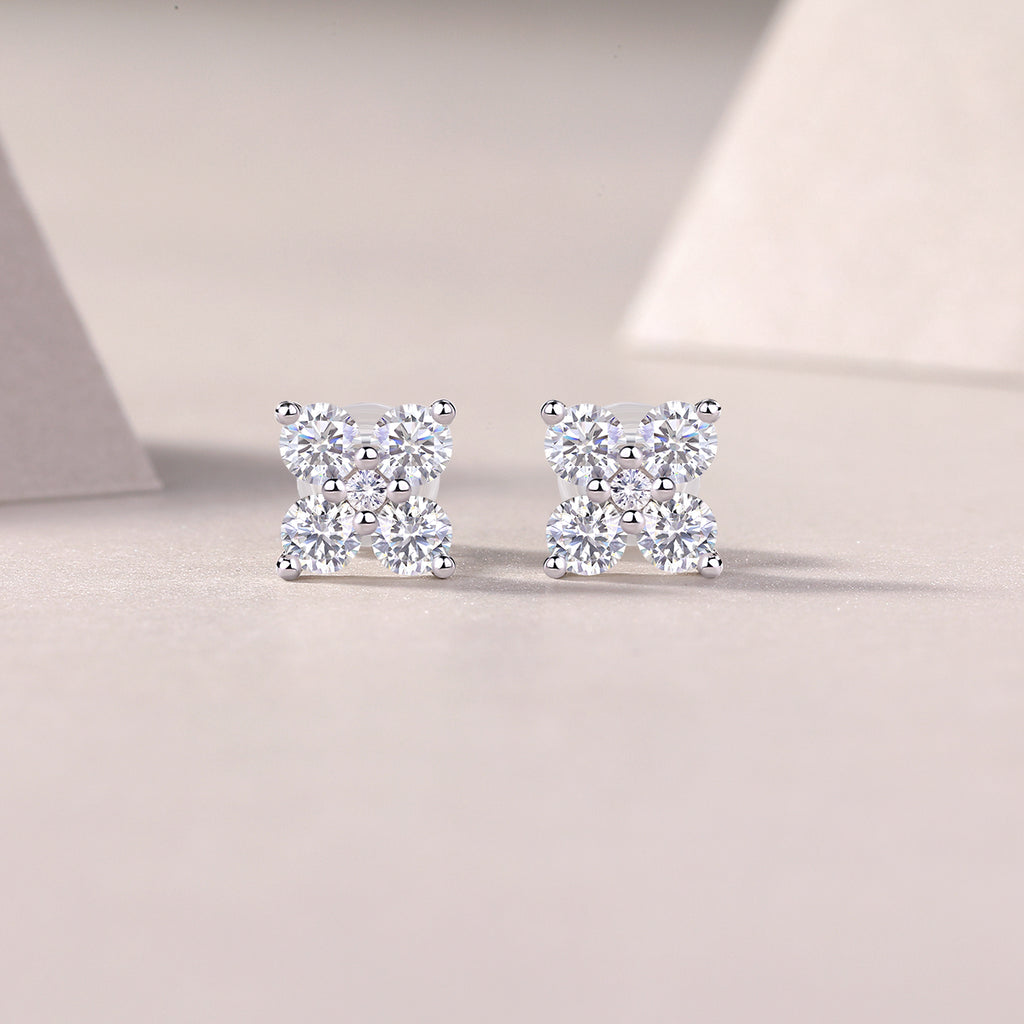 Sweetheart French - Fashionable And Luxurious Diamond Jewelry Set With Moissanite S925 Sterling Silver And Platinum-plated Stud Earrings Shopifynow