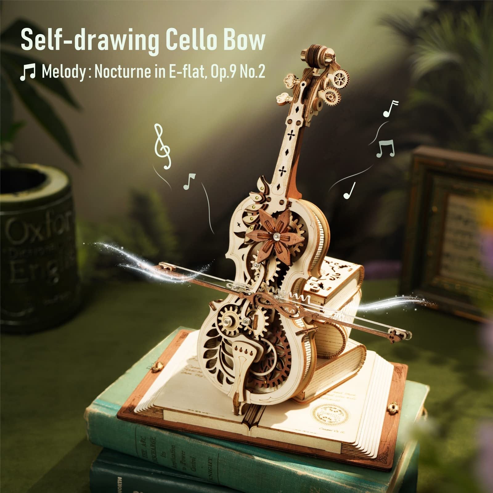 Robotime ROKR Magic Cello Mechanical Music Box Moveable Stem Funny Creative Toys For Child Girls 3D Wooden Puzzle AMK63 Shopifynow