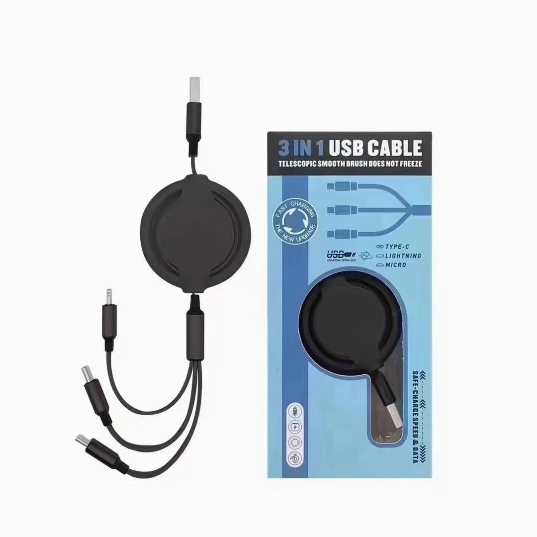 Three-in-one Mobile Phone Data Cable, Free Switching Of Interfaces, Multi-device Charging Is Super Convenient.