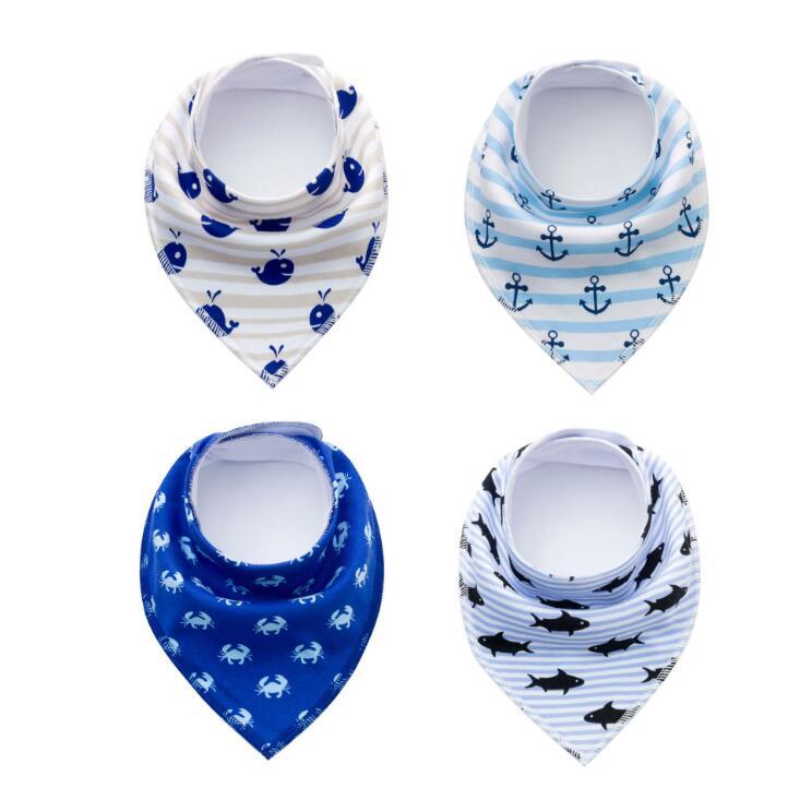 4pcs Lot Bibs Burp Cloth Print Arrow Wave Triangle Baby Bibs Cotton Bandana Accessories Shopifynow