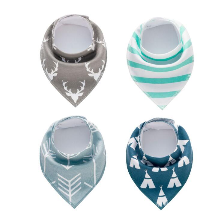 4pcs Lot Bibs Burp Cloth Print Arrow Wave Triangle Baby Bibs Cotton Bandana Accessories Shopifynow