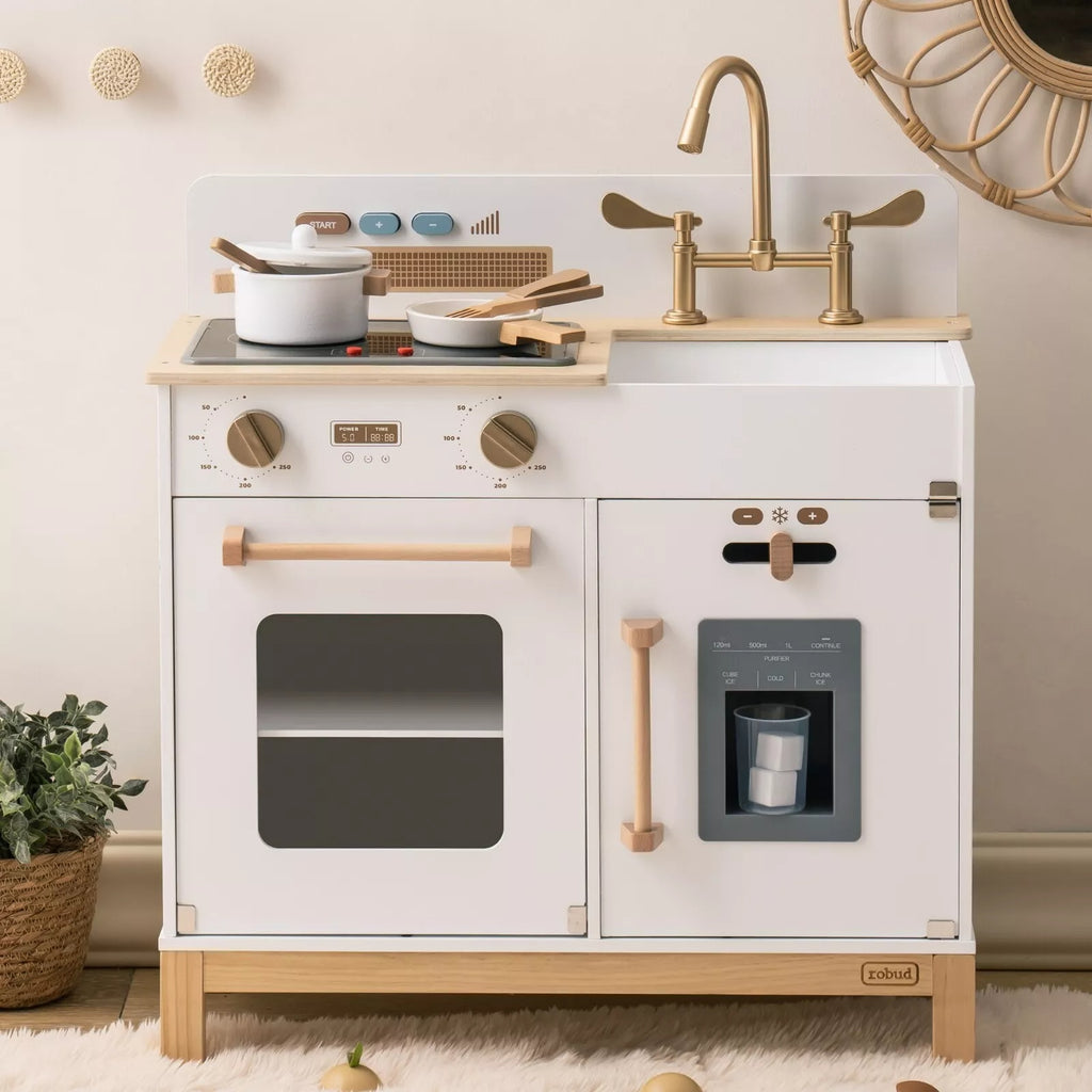 ROBOTIME DIY Pretend Play Kitchen Cooking Toy Set Gift For Boys And Girls White Shopifynow