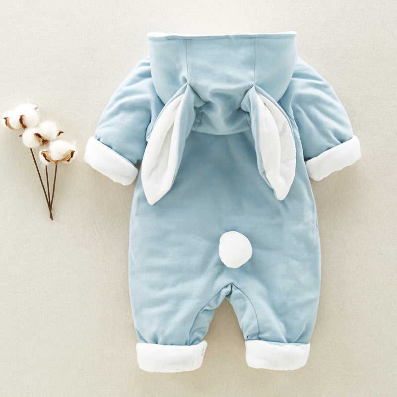 The new cotton padded cotton baby romper thickened chinchilla hooded cotton baby Onesies newborn go climbing clothes CJ